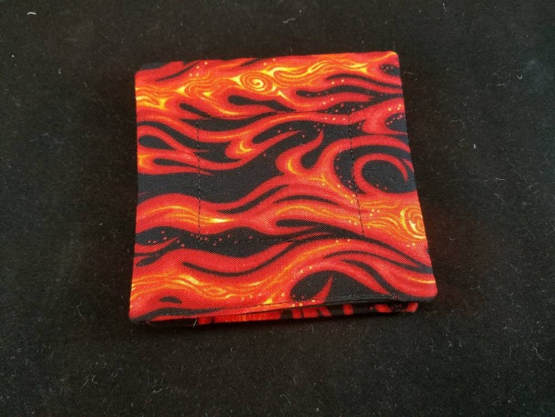 Flames Fabric 4 Inch Coaster, Fabric Flame Drink Coaster, 4 Man Cave Drink Coaster, Flames Coffee Coaster, Flames Beer Coaster, Car Guy image 5