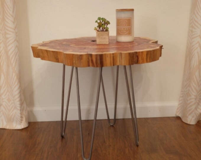 Cedar Slab Table With Hairpin Legs Etsy