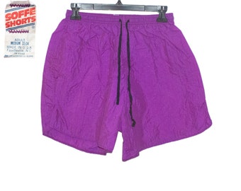 Vintage 90s Soffe Shorts Youth Large Black Nylon Swishy Track Shorts