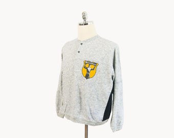 Vintage Benetton Heather Gray Sweatshirt Large Boxy Fit Athletic Made in Italy 80s Cotton