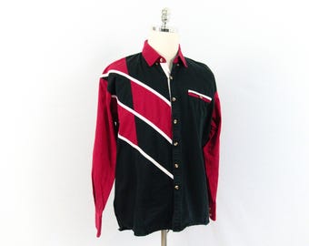 Vintage Spindle River White Red and Black Button-Up Western Shirt X-Large 100% Cotton Cowboy Costume