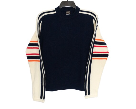 Vintage 1440 Navy Blue and White Striped Retro Ski