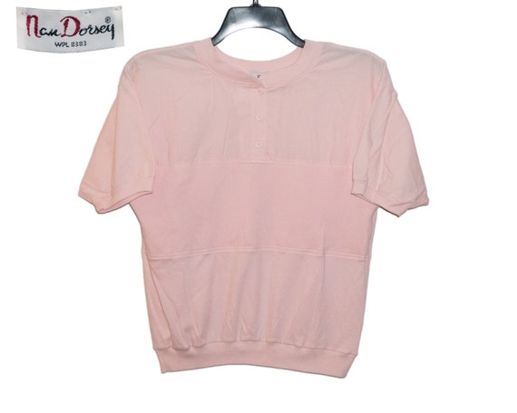 Vintage Light Pastel Pink Vertical Stripes Shirt … - image 1