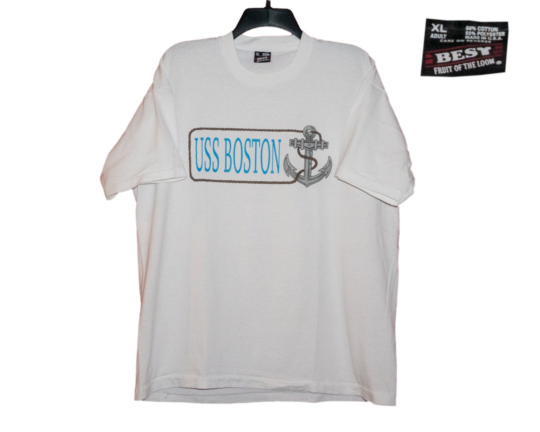 Vintage USS Boston Naval Ship Boat White T-shirt Large/x-large - Etsy