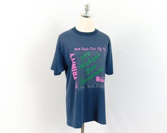 Vintage 1989 Michigan State Championship USA Raceways 10th Scale Dirt Off Road Navy Blue T-Shirt Medium/Large Trinity WSGW 790 AM The Mighty