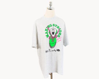 Vintage Making Strides Against Cancer Shoe Heather Gray T-Shirt Large/X-Large Lansing American Cancer Society Soffe Made in U.S.A.
