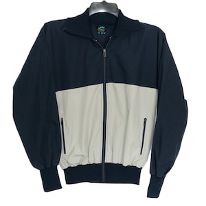Vintage Odlo of Norway Color-blocked Navy Blue and Gray Zip Up Light Jacket Small/Medium 70&#39;s 80&#39;s