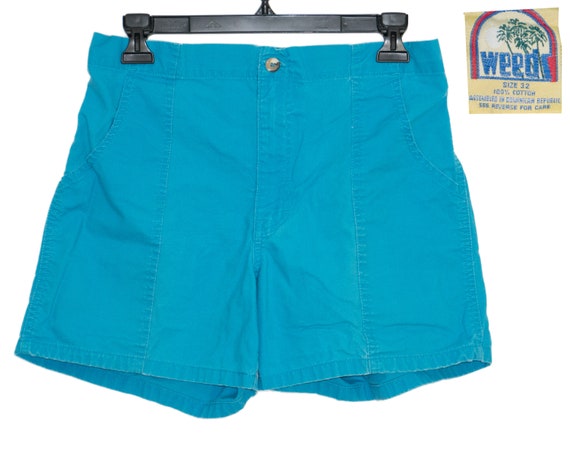 Vintage Weeds Blue Shorts Size 32 100% Cotton 70's