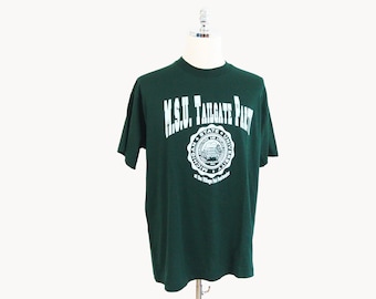 Vintage MSU Tailgate Party Michigan State University Spartans Green and White T-Shirt X-Large Village Pub Pentwater Best Fruit of The Loom