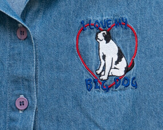 Big Dogs "I Love My Big Dog" Denim and Plaid Slee… - image 2