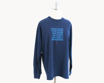 Vintage Nike Evolution/Revolution Basketball Skateboarding Navy Blue Long Sleeve T-Shirt Medium/Large Early 2000s 00s Made in USA