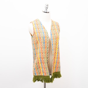 Vintage Psychedelic Rainbow Tapestry Hippie Vest X-Small/Small Handmade Fringe Waist Coat Bohemian Boho 60&#39;s 70&#39;s