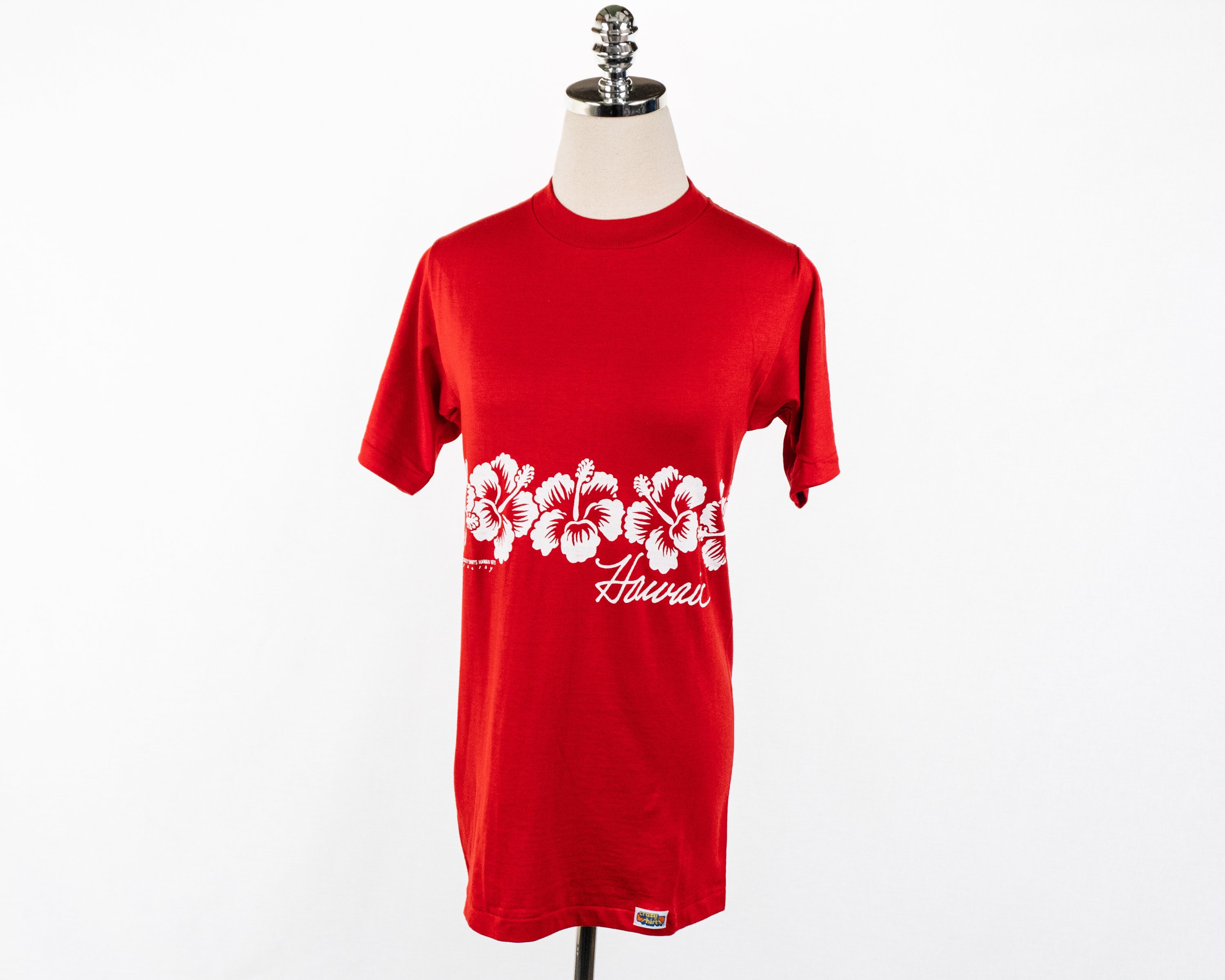 Vintage 1979 Crazy Shirts Hawaii Hibiscus Flower White and Red