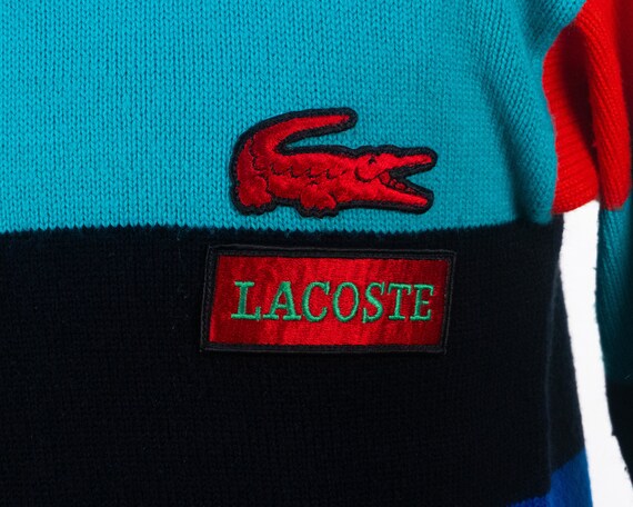 Vintage Izod Lacoste Striped Red Teal Blue Yellow… - image 2