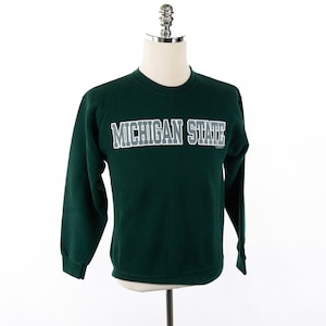 Vintage Michigan State University Spartans MSU Green Gray White Crewneck Sweatshirt Small/Medium Olympus Made in U.S.A.