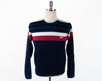 Suéter de esquí vintage Ketch Van Heusen Sportswear a rayas rojas, blancas, azules y azul marino, talla pequeña/mediana, de los años 70, estilo That '70s Show Kelso
