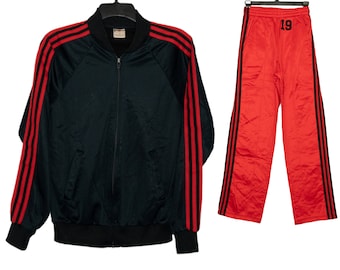Vintage Red and Black Inverse Mismatched Bonnie Sportswear California Exercise Tracksuit X-Small/Small Sweat Warm-Up Fitness Athletic 80's
