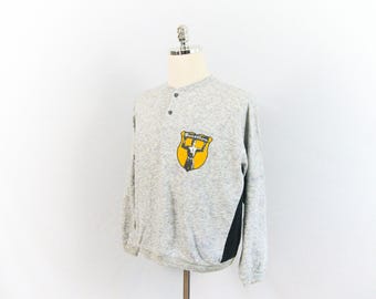 Vintage Benetton Heather Gray Sweatshirt Large Boxy Fit Athletic Made in Italy 80s Cotton