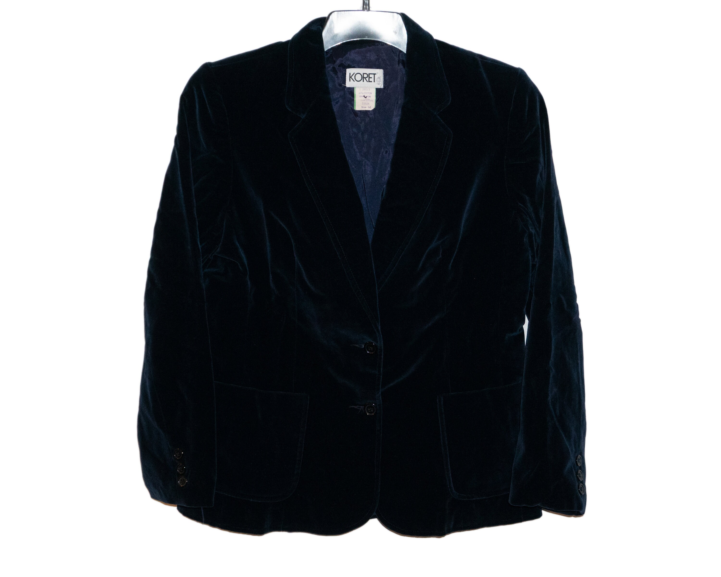 Vintage Koret Dark Navy Blue Velvet Fitted Blazer Suit Coat | Etsy