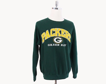Vintage Green Bay Packers Football NFL Green Sweatshirt Medium/Large 2000s Cheesehead