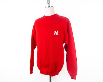 Vintage University of Nebraska Embroidered Cornhuskers Red Crewneck Sweatshirt Huskers Olympus Superweight New Deadstock NCAA Football