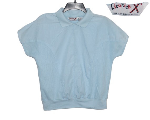 Vintage Blue Pastel Polo Shirt Short Sleeve Licor… - image 1