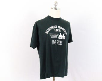 Vintage Slippery Noodle Inn Indiana's Oldest Bar Live Blues Black T-Shirt Large/X-Large Dis Is It Indianapolis Single Stitch Made in USA