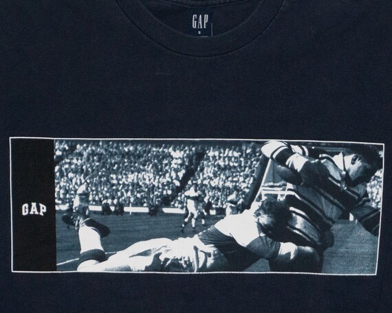 Vintage GAP Rugby Graphic Dark Navy Blue Long Sleeve Shirt Small