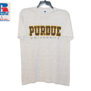 Vintage Purdue University Dad Heather Gray T-Shirt Medium/Large Russell Athletic Made in U.S.A.