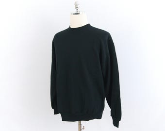 Vintage Plain Blank Solid Black Crewneck Sweatshirt Medium/Large Jerzees Made in U.S.A.