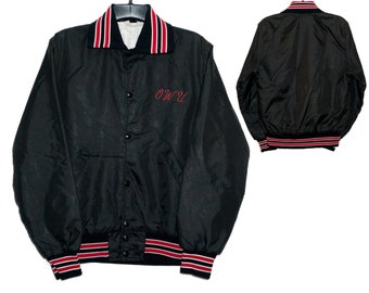 Vintage Ohio Wesleyan University Embroidered OWU Black Track Baseball Jacket Small/Medium