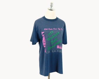 Vintage 1989 Michigan State Championship USA Raceways 10th Scale Dirt Off Road Navy Blue T-Shirt Medium/Large Trinity WSGW 790 AM The Mighty