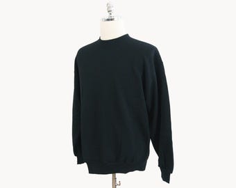 Vintage Plain Blank Solid Black Crewneck Sweatshirt Medium/Large Jerzees Made in U.S.A.