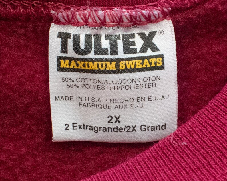 Vintage 90'S Tultex Maximum Sweats, plain, blank sweatshirt, made in the USA, men's size XL. cotton wine-red Vintage Second Hand