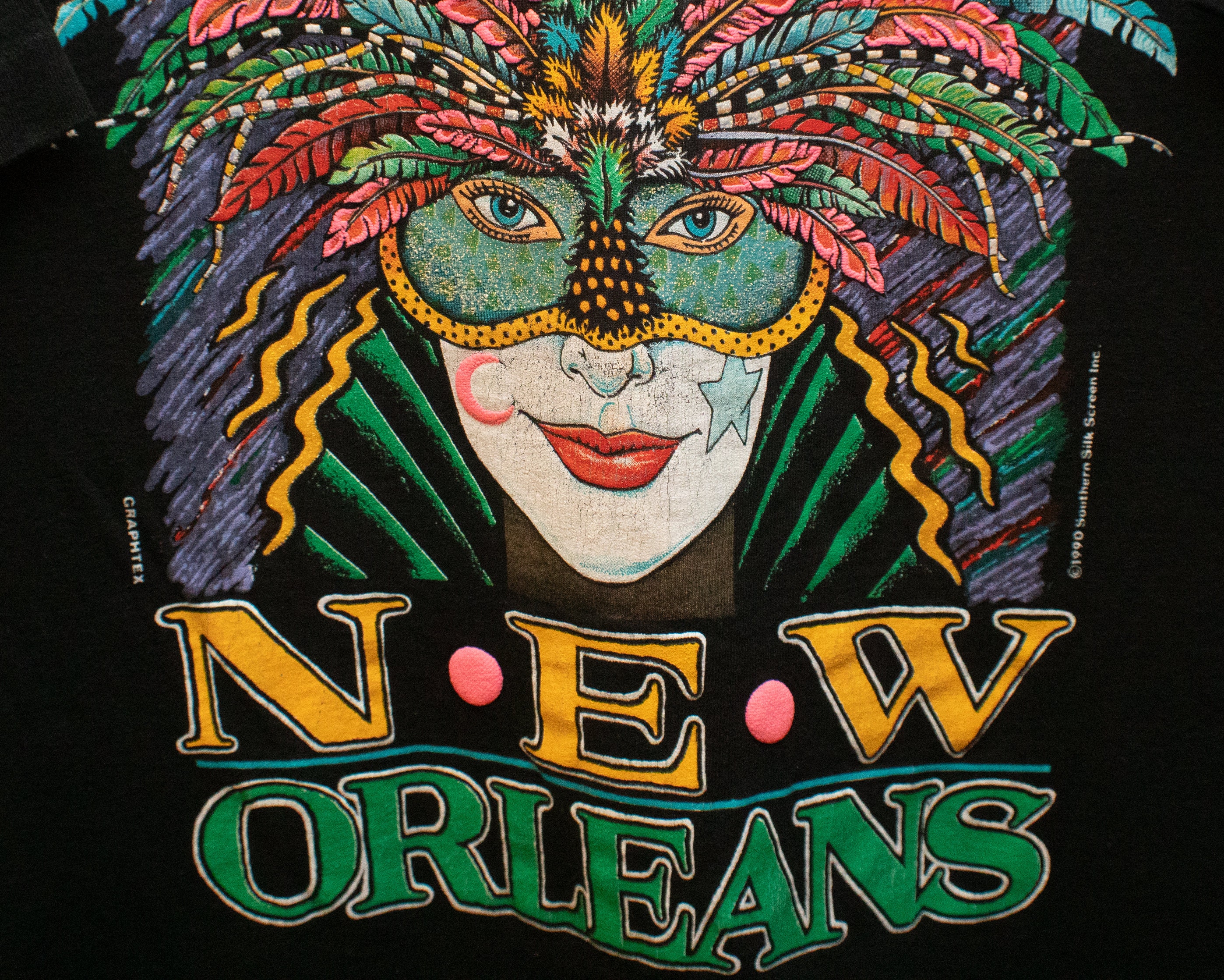 T-shirt Homme New Orleans - Skyline Et Typographie Mardi Gras - 100% Coton, Tailles S à 3XL