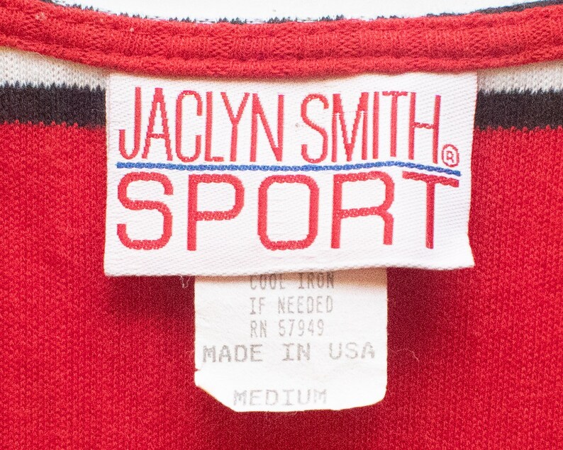 Vintage Jaclyn Smith Sport Striped Red White Yellow and Black