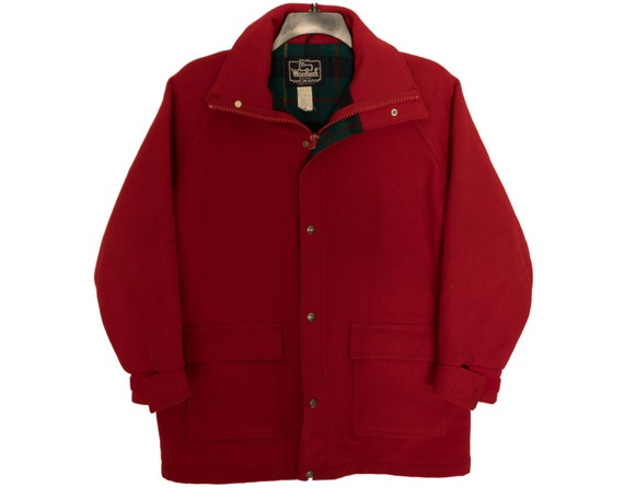 Vintage Cherry Red Woolrich Womens Plaid Lined Wo… - image 1