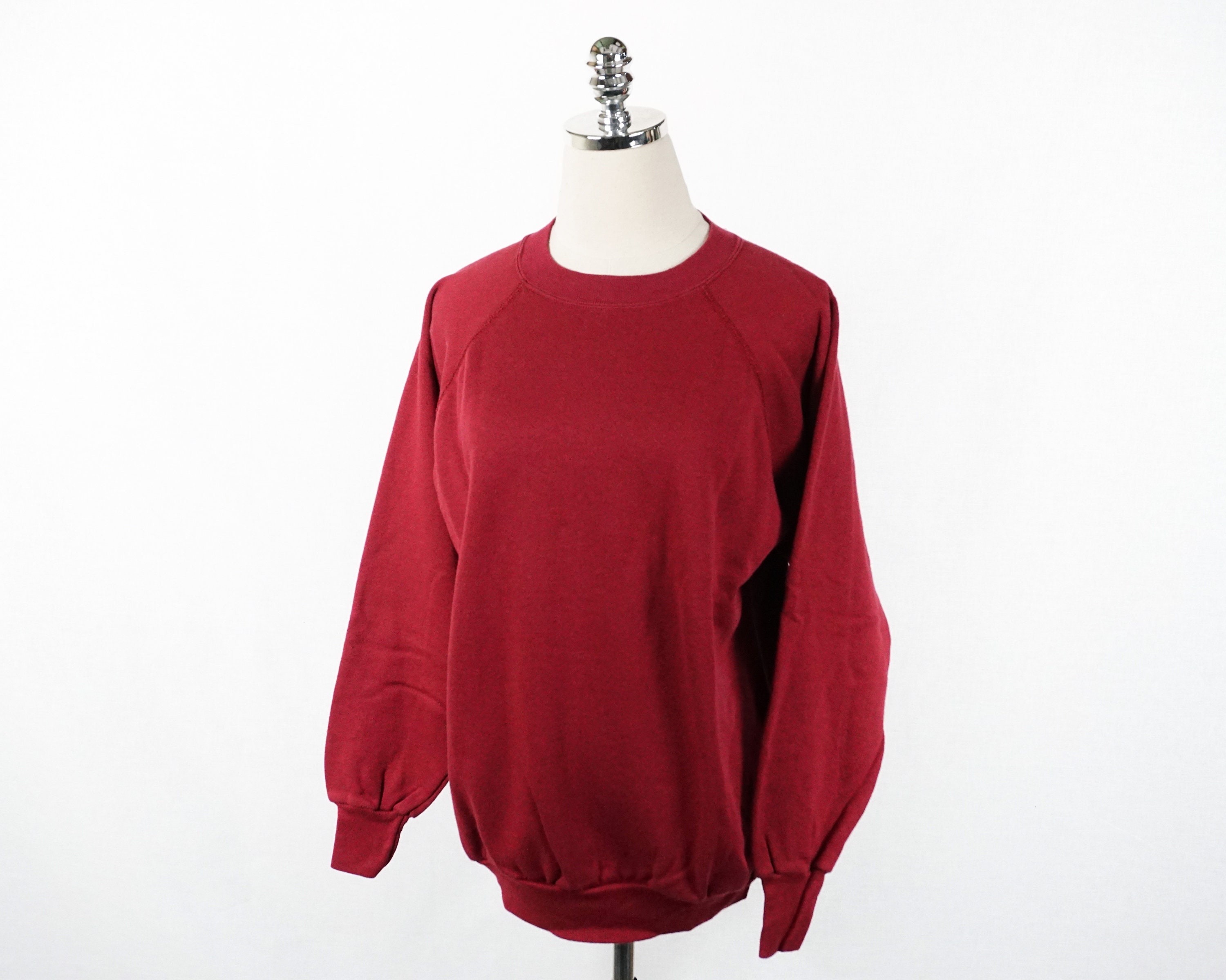 Vintage Maroon Burgundy Dark Red Plain Blank Solid J.E. Morgan Fleecewear Raglan Crewneck Sweatshirt Medium large Made in U.S.A. Etsy UK