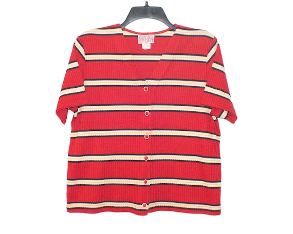 Vintage Jaclyn Smith Sport Striped Red White Yell… - image 5