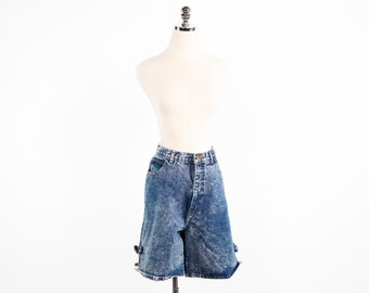 Vintage Siecle S.A. XXI Acid Wash Denim Jean Shorts Size 20/34 Bow Jorts 80's 90's Stone Washed
