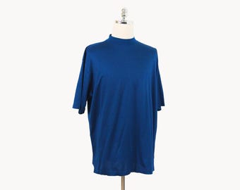 Bugatchi Uomo Navy Blue T-Shirt X-Large Plain Blank Solid Tee