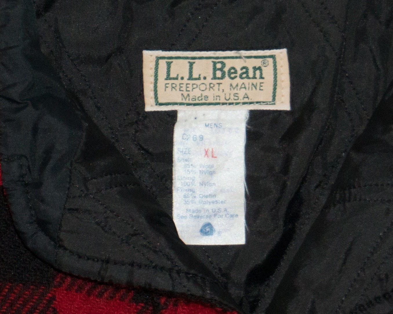 Vintage L.L. Bean Insulated Thermal Thinsulate Flannel Red and Black 70 ...