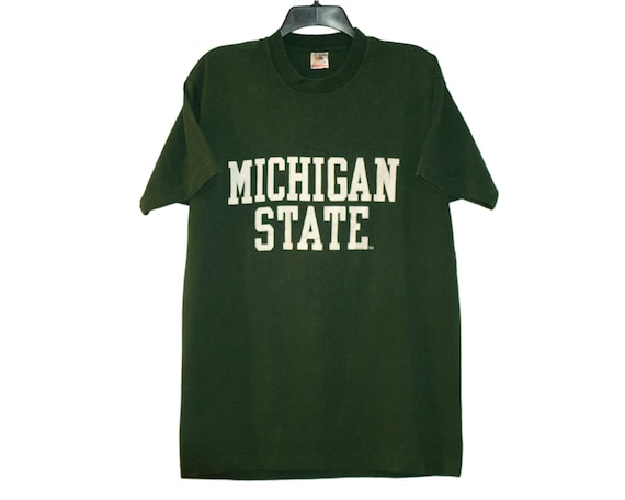 Vintage Michigan State Msu Spartans Green And White T Shirt Etsy