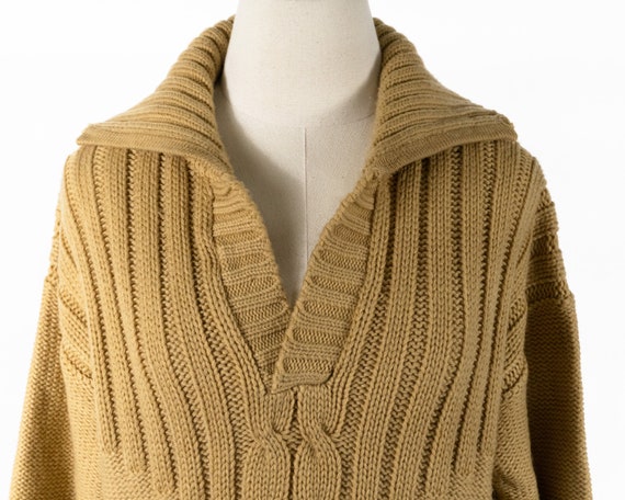 Vintage Oak Tree Cable Knit Tan Brown Sweater Sma… - image 2