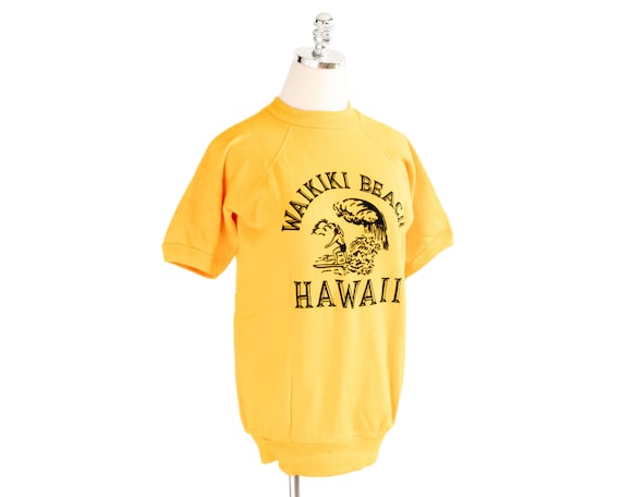 Vintage Hawaii Waikiki Beach Surfing Short Sleeve… - image 1