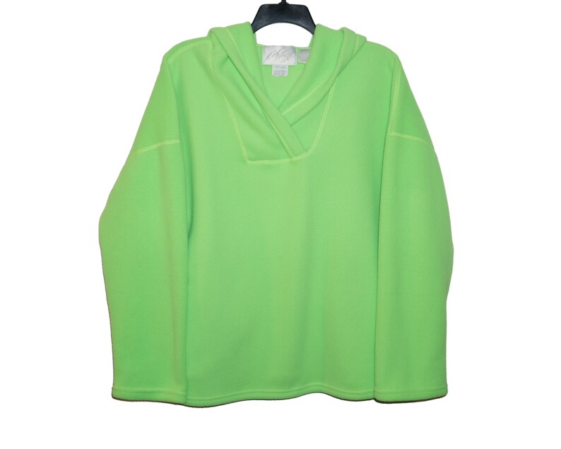 Vintage Neon Dayglo Green Fleece Sweatshirt Pull Over Hoodie Lord and ...