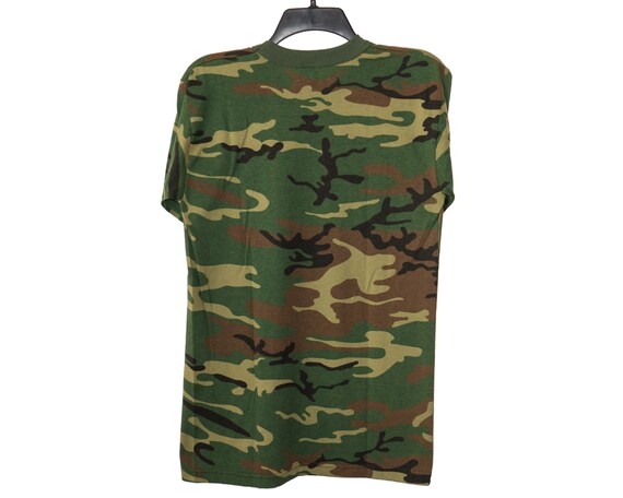 Vintage Camo Green Brown Black Tee Swing T-shirt Small/medium Made 