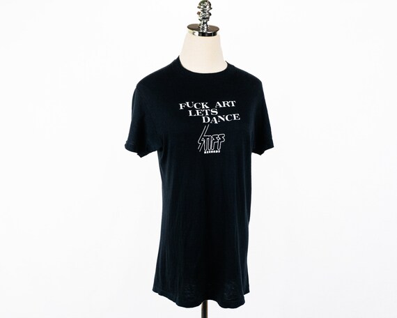 Vintage Stiff Records F*ck Art Lets Dance Black T-shirt Small
