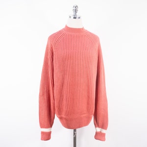 Vintage Gap Ribbed Cotton Dusty Pink Salmon Sweater Medium 2000&#39;s Early 00&#39;s 90&#39;s Plain Blank Solid
