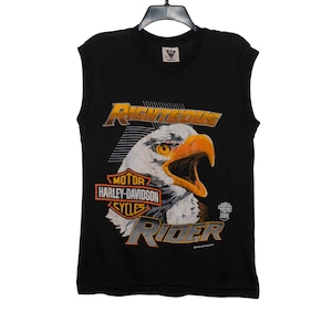 Vintage Harley Davidson Motorcycles Official Licensed Product Righteous Riders Eagle Sleeveless Black Shirt Tank Medium